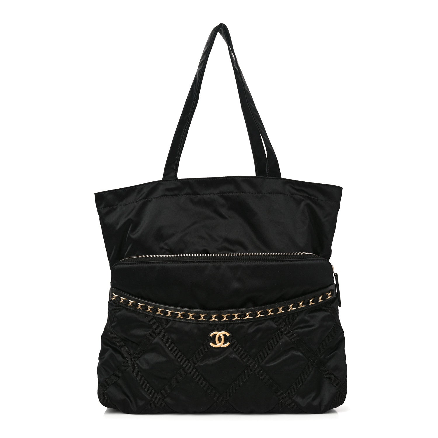 Chanel Nylon Grosgrain Large Lifestyle Pouch With Foldable Tote Black 1 of 12