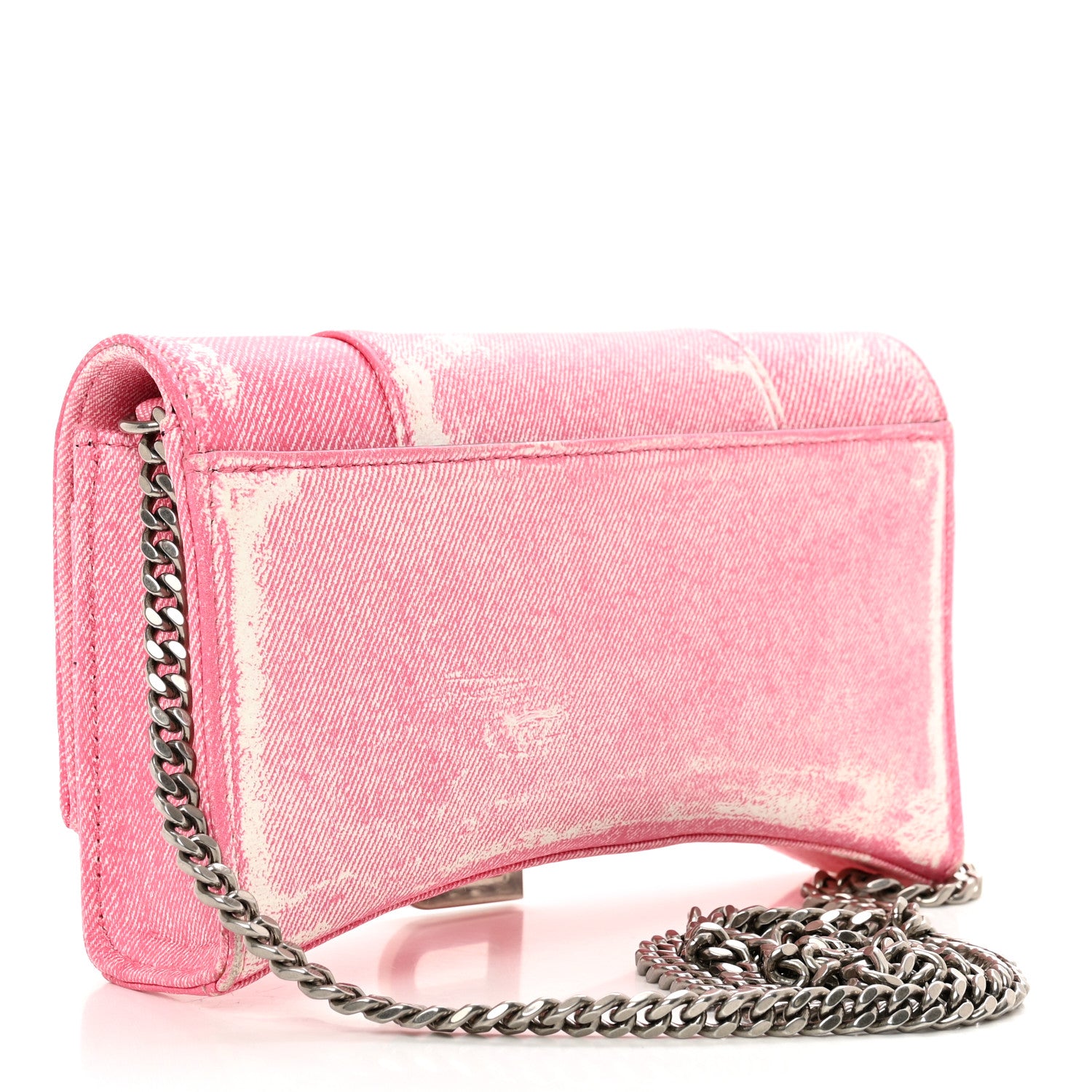 Balenciaga Nappa Denim Printed Hourglass Chain Bag Denim Pink 3 of 8