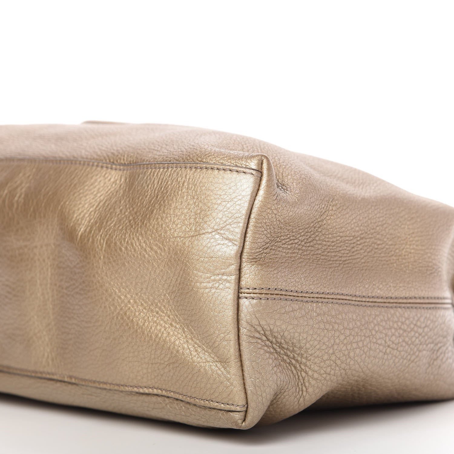 Gucci Metallic Pebbled Calfskin Medium Soho Chain Shoulder Bag Golden Beige 7 of 12