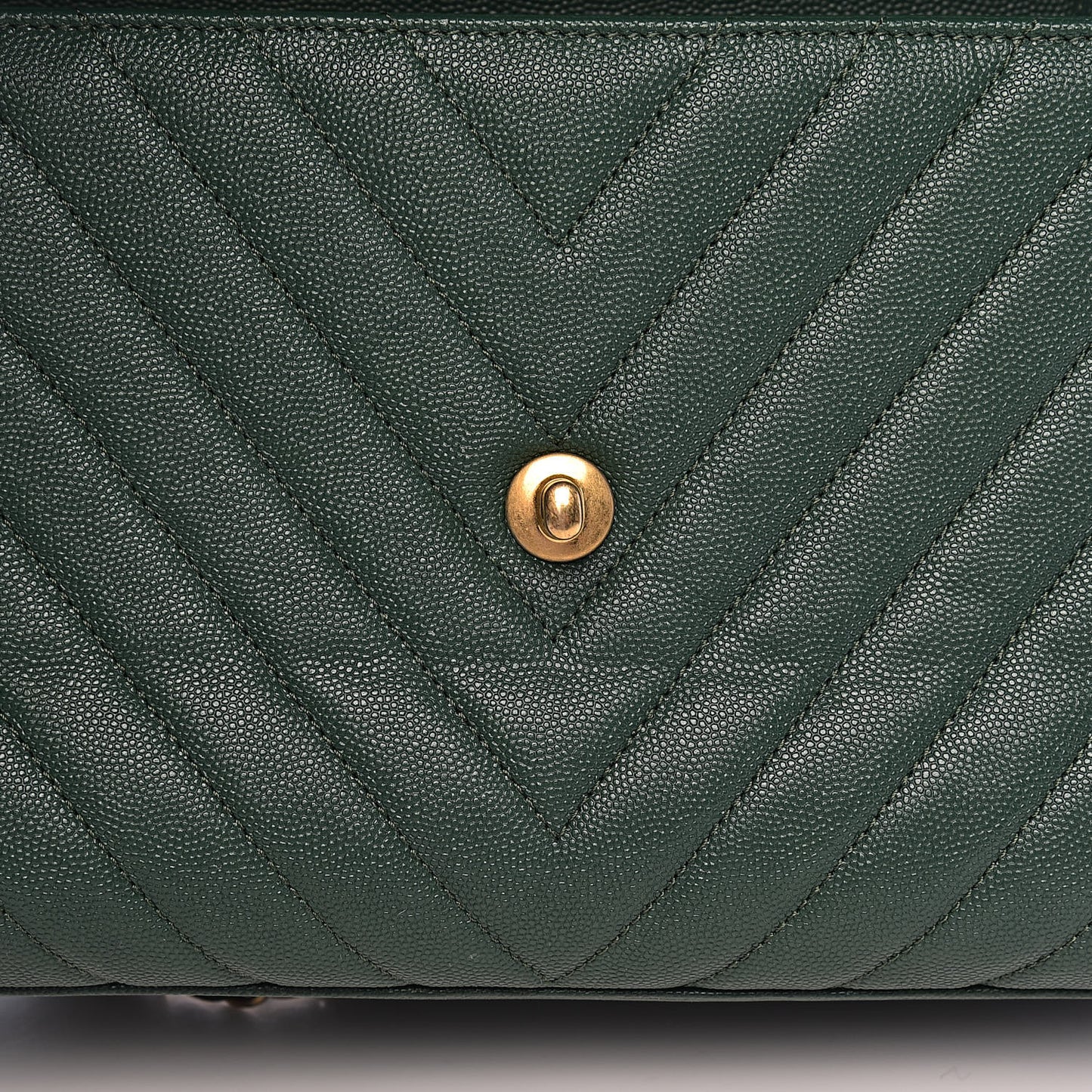Caviar Lizard Chevron Quilted Small Coco Handle Flap Green