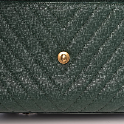 Chanel Caviar Lizard Chevron Quilted Small Coco Handle Flap Green 8 of 12