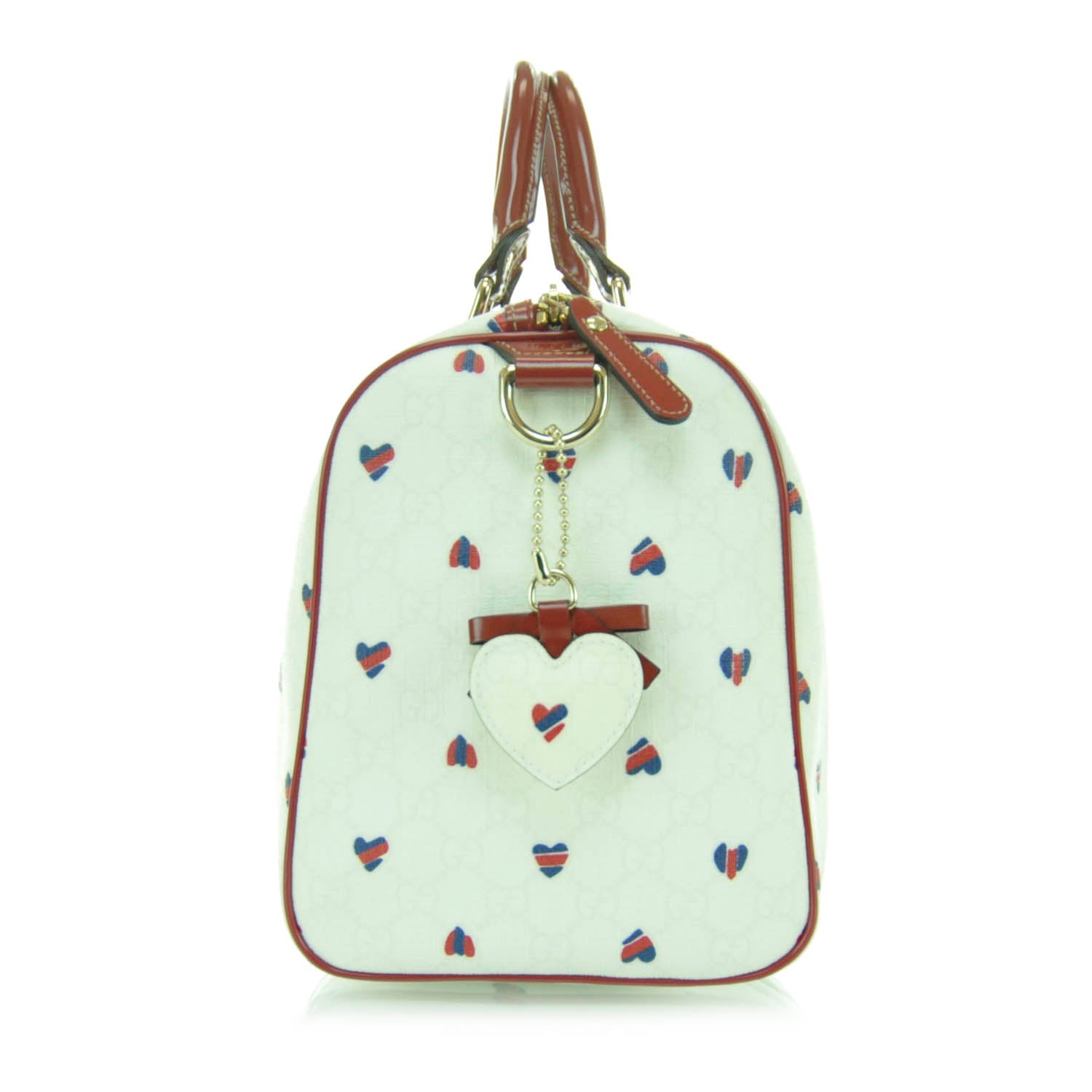 Gucci GG Plus Monogram Hearts Small Joy Boston White Red 4 of 10