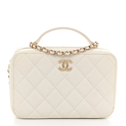 Chanel Caviar Quilted Top Handle Vanity Case White 3 of 11