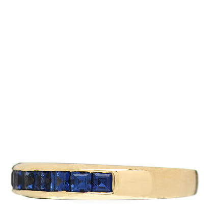 Tiffany 18K Yellow Gold Blue Sapphire 4mm Band Ring 51 5.75 3 of 7