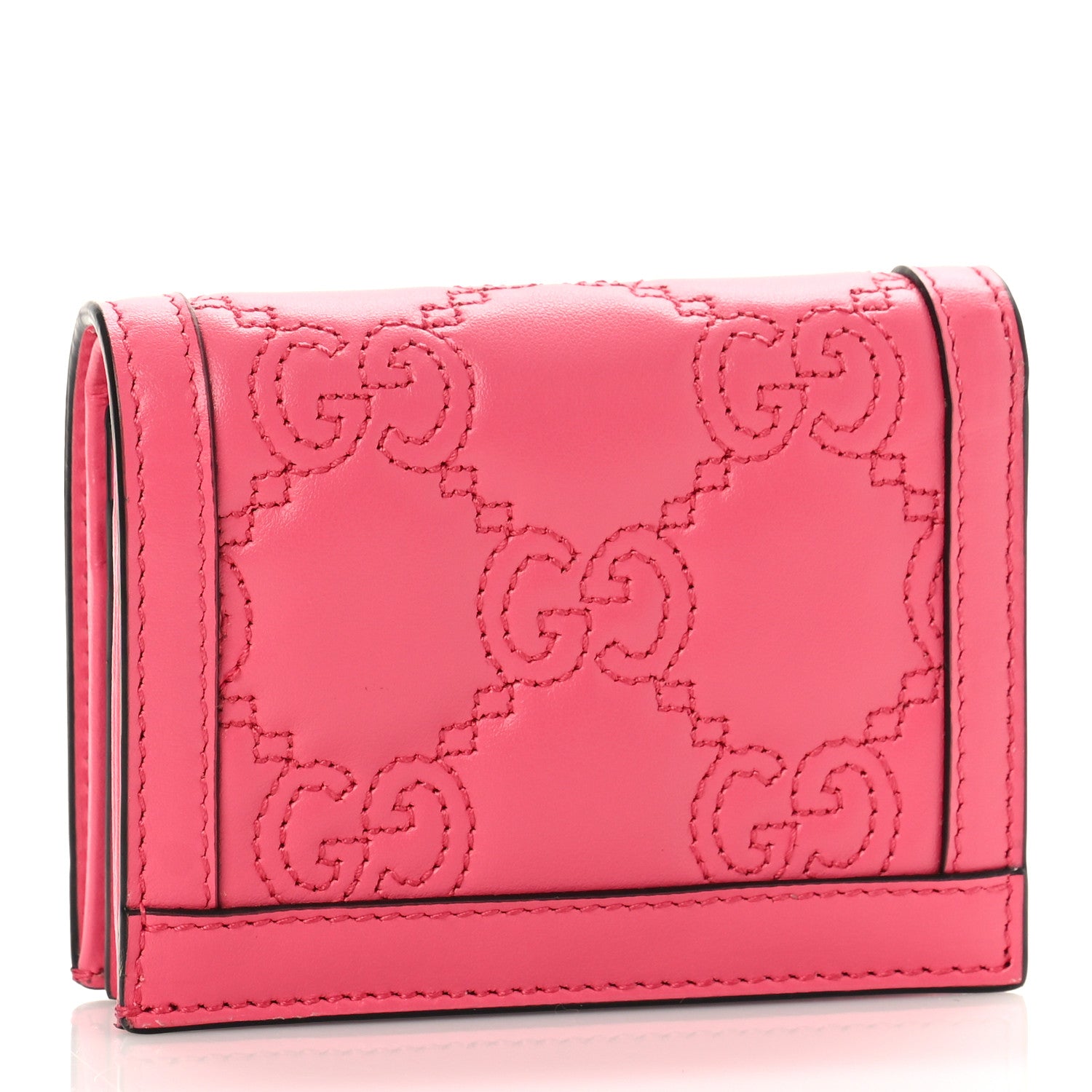 Gucci Calfskin GG Matelasse Card Case Wallet Rhodamine Pink 3 of 10