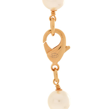 Chanel Metal Pearl Paris Button Necklace Gold 5 of 6