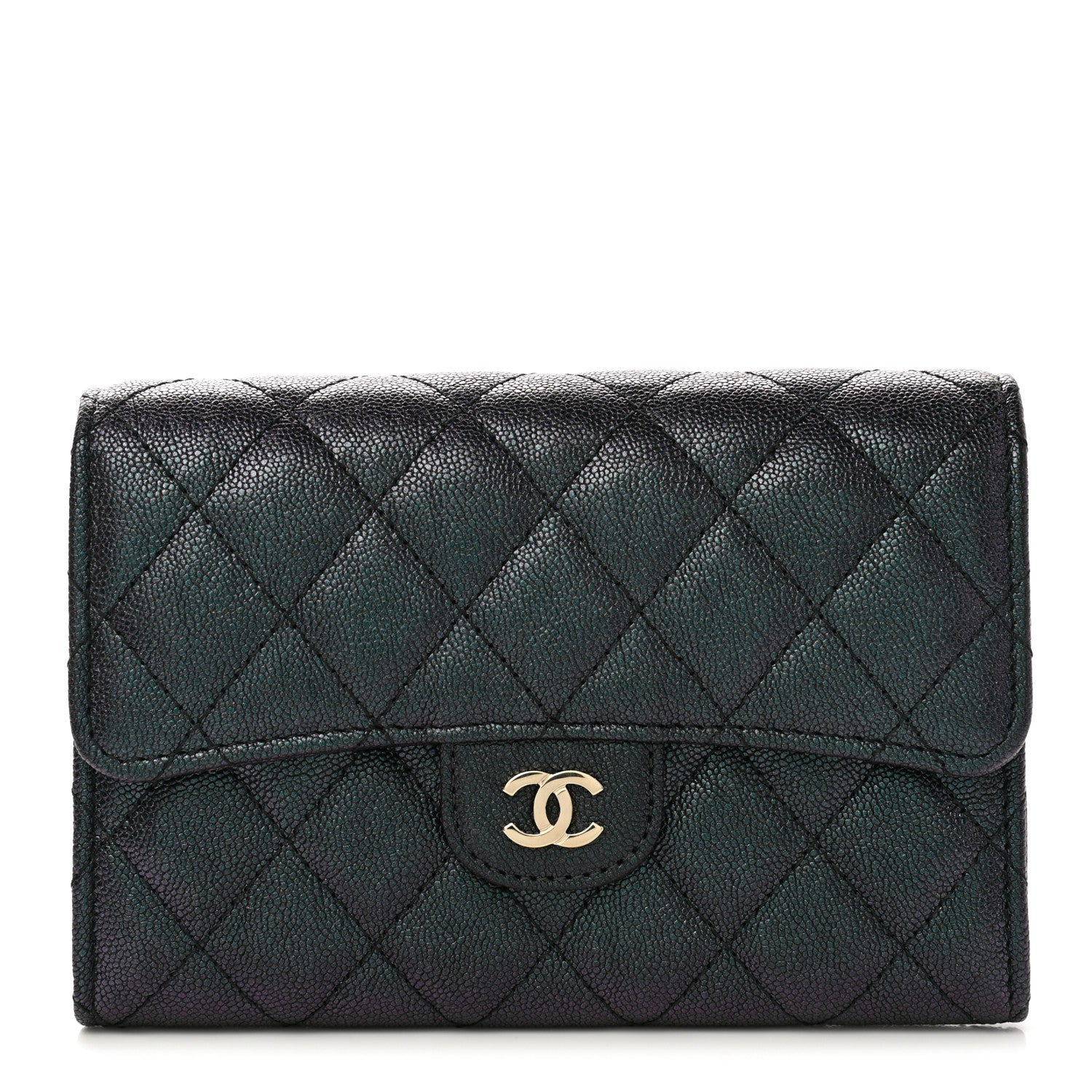 Chanel Iridescent Caviar Quilted Medium Flap Wallet Black 1 of 10