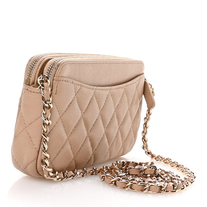 Chanel Caviar Quilted Small Clutch With Chain Beige 3 of 11