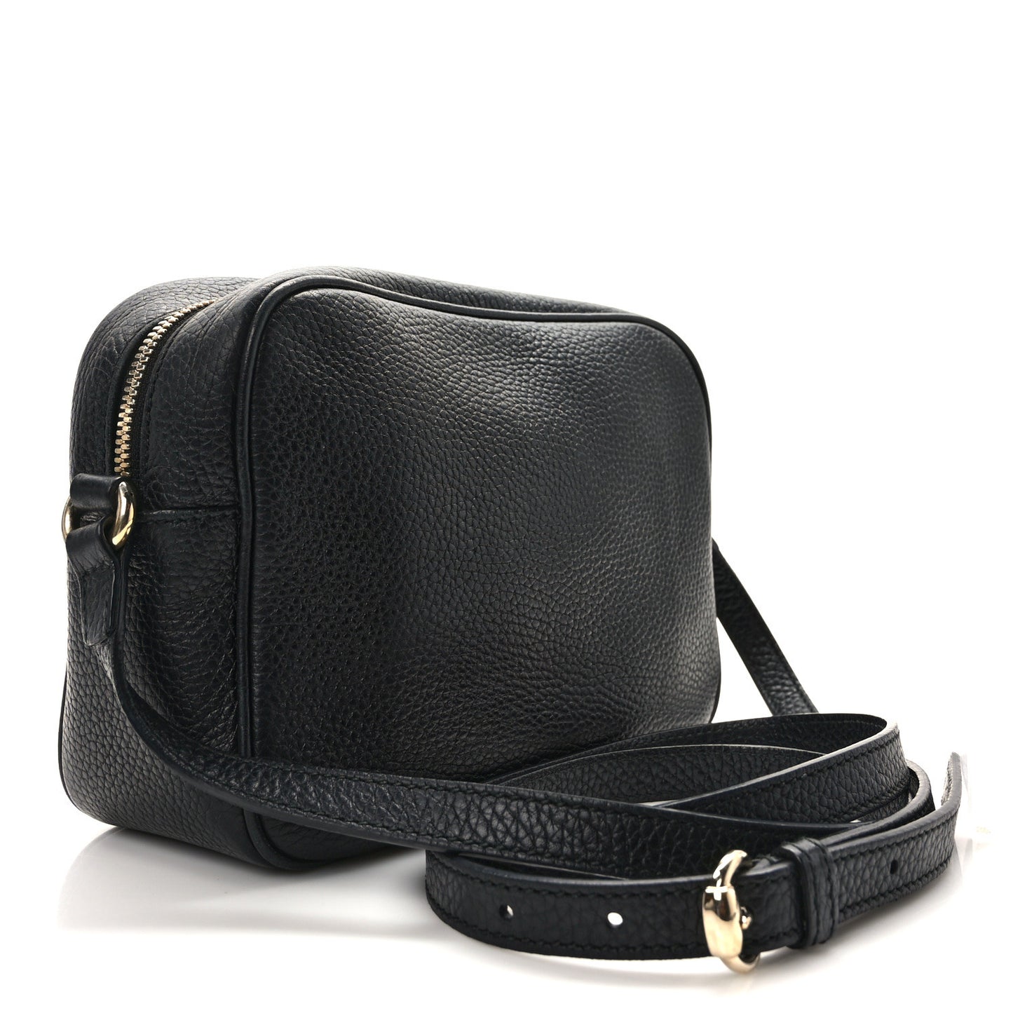 Pebbled Calfskin Small Soho Disco Bag Black