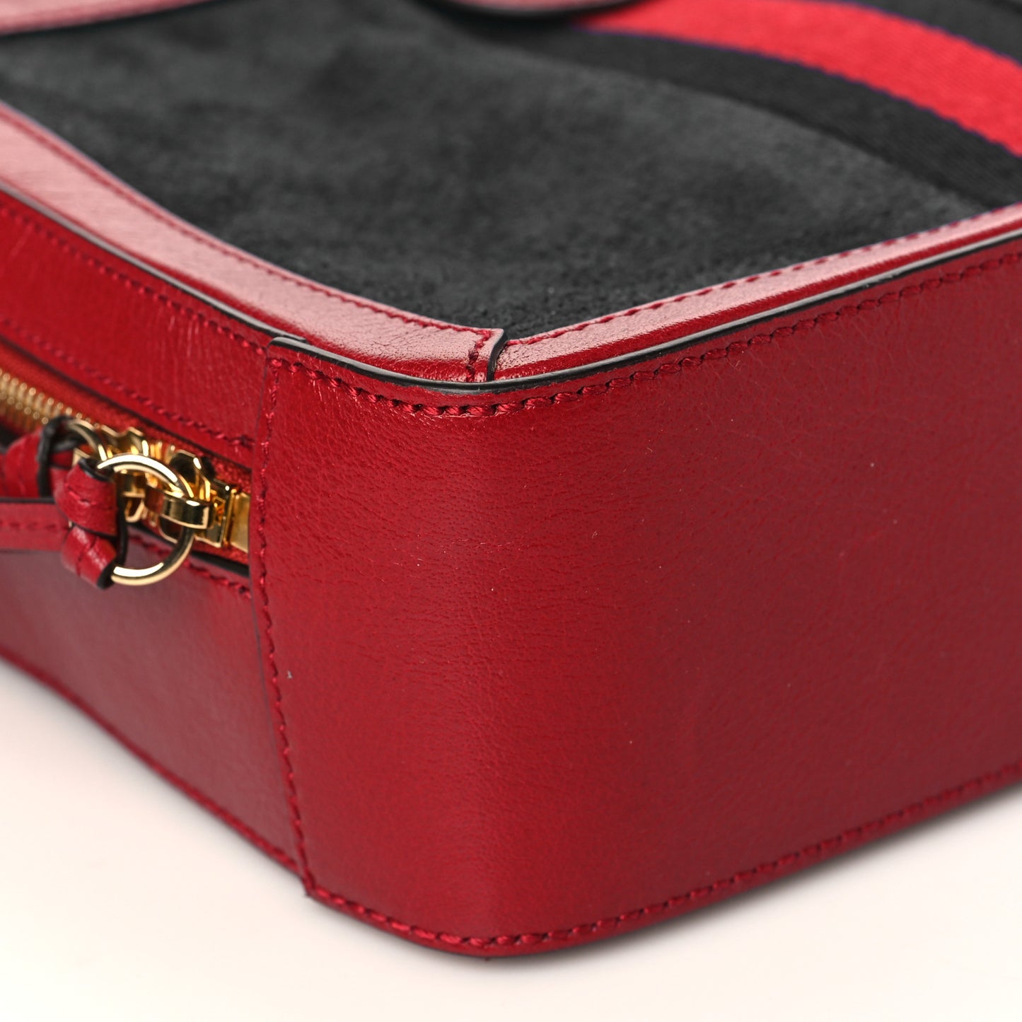 Suede Calfskin Web Small Ophidia Top Handle Shoulder Bag New Blue Romantic Cherry