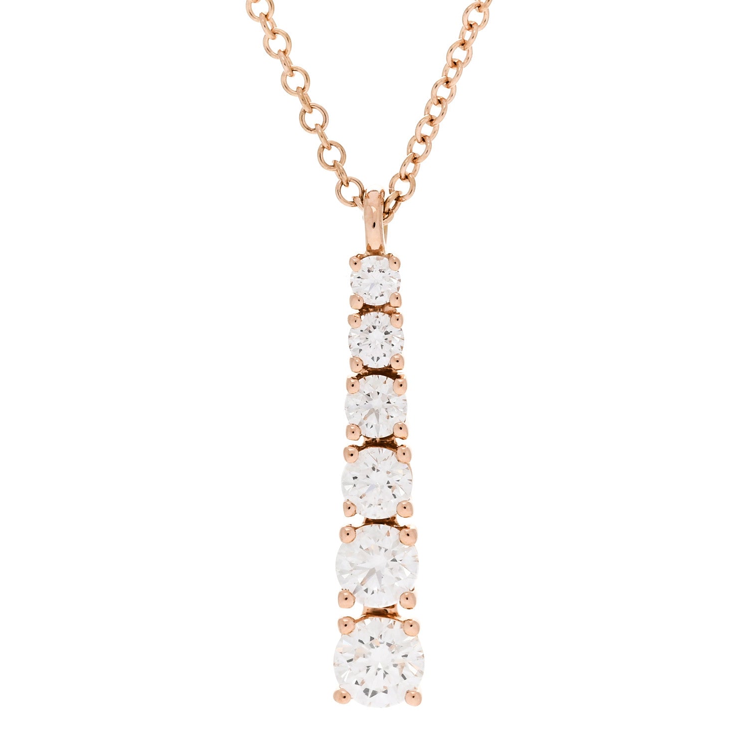 Tiffany 18K Rose Gold Diamond Graduated Drop Pendant Necklace 4 of 7