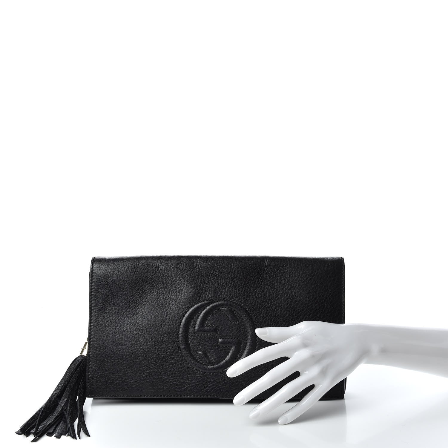 Gucci Pebbled Calfskin Medium Soho Clutch Black 2 of 7