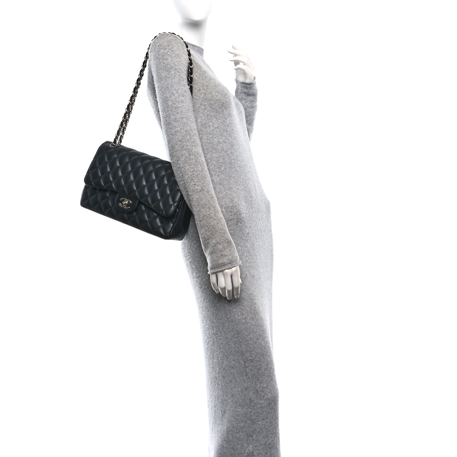 Chanel Lambskin Quilted Jumbo Double Flap Black 2 of 10