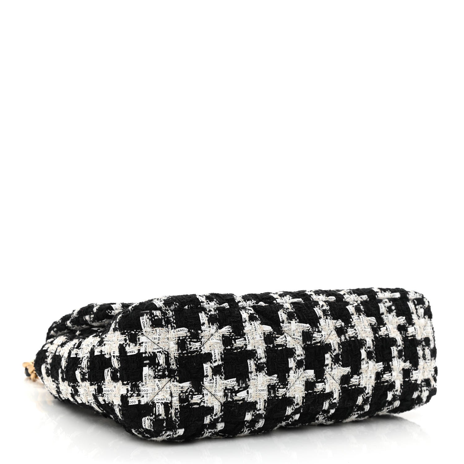 Chanel Tweed Quilted Large Chanel 19 Flap Black Ecru White 4 of 10