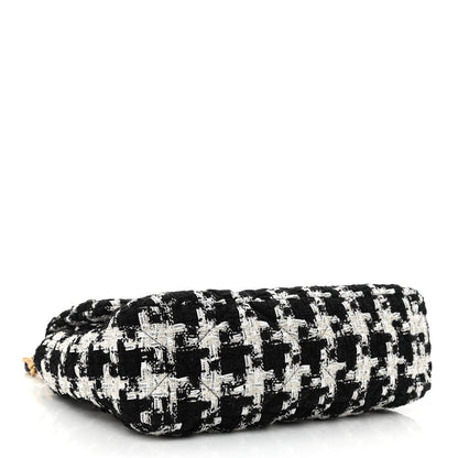 Chanel Tweed Quilted Large Chanel 19 Flap Black Ecru White 4 of 10