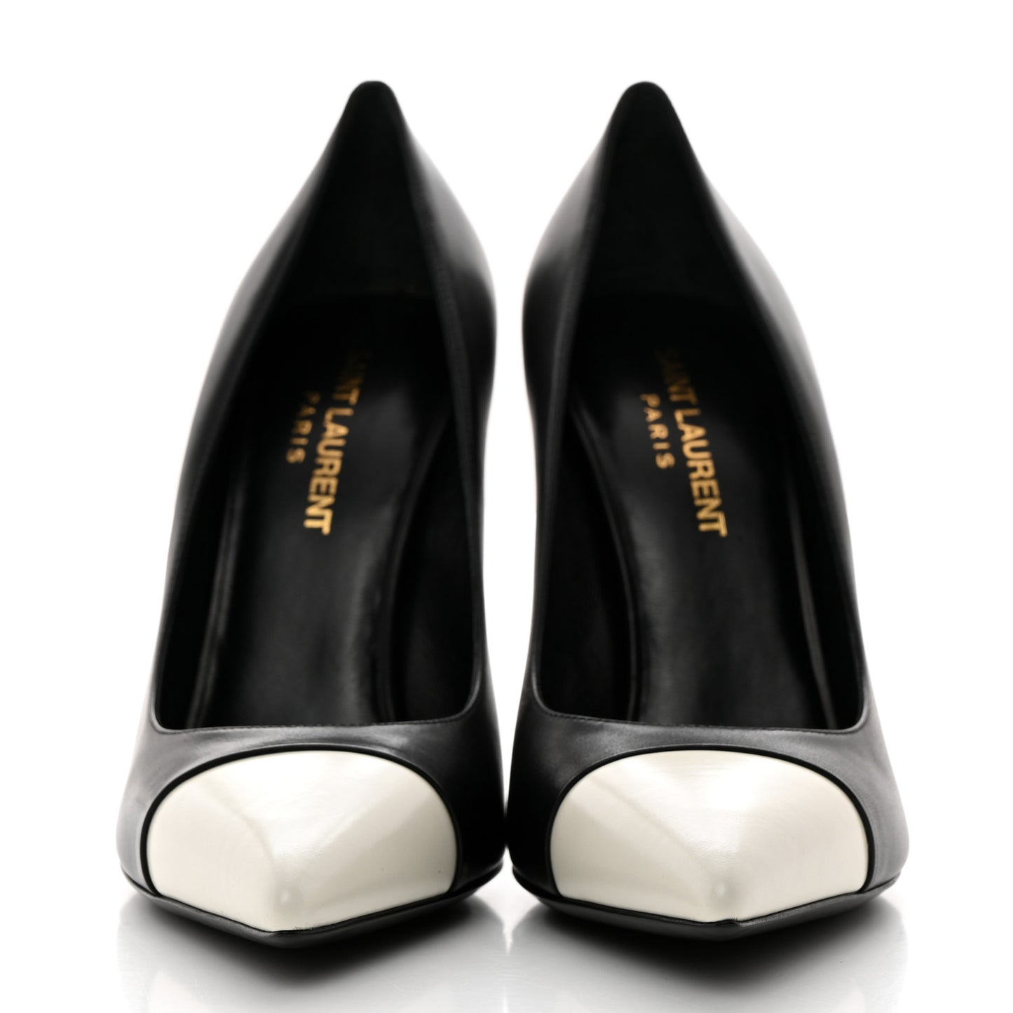 Calfskin Bi-Color Cap Toe 105 Pumps 36.5 Black Porcellana
