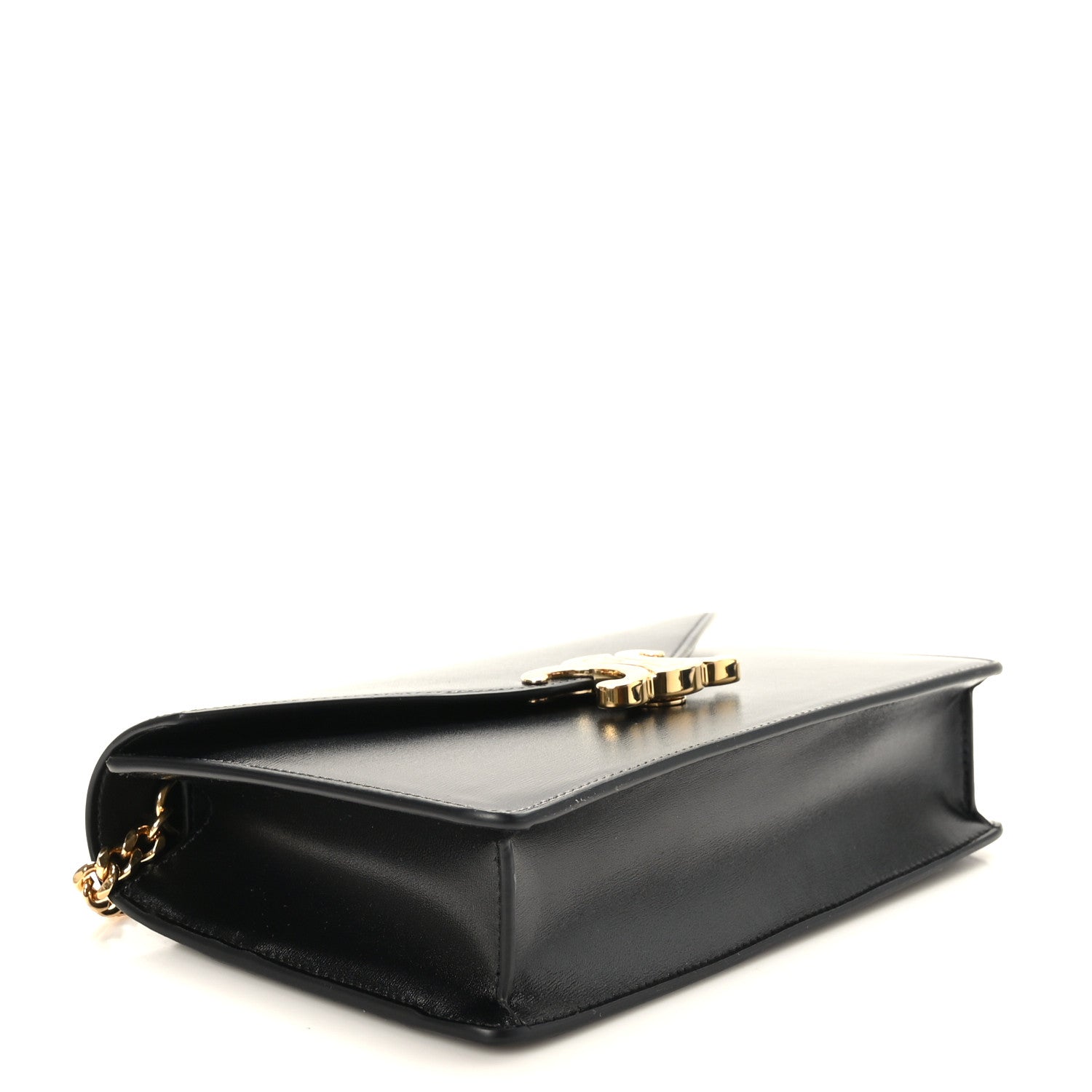 Celine Shiny Calfskin Triomphe Margo Wallet on Chain Black 4 of 9