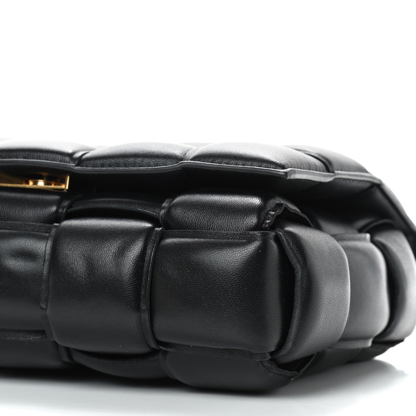 Lambskin Maxi Intreccio Padded Chain Cassette Crossbody Bag Black