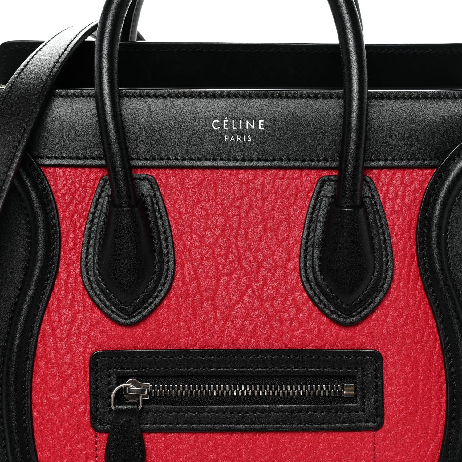 Celine Bullhide Calfskin Nubuck Nano Tri-Color Luggage Bright Red 7 of 11