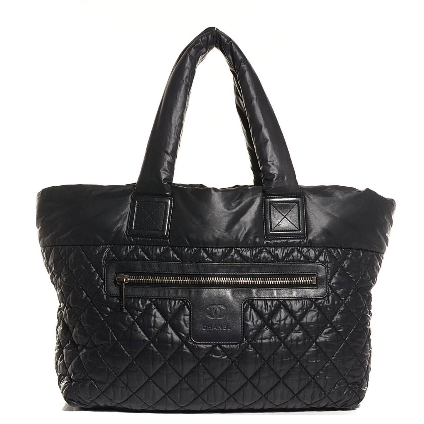 Nylon Quilted Coco Cocoon Medium Reversible Tote Black Red