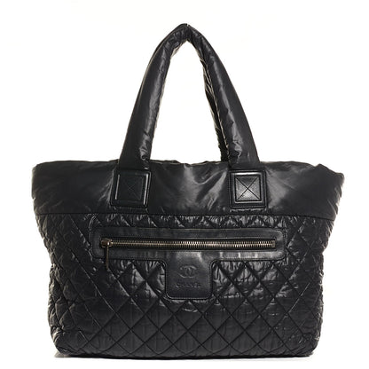 Chanel Nylon Quilted Coco Cocoon Medium Reversible Tote Black Red 1 of 7
