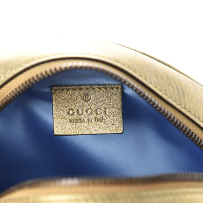 Gucci Metallic Calfskin Matelasse Mini GG Marmont Round Shoulder Bag Gold Pink 8 of 10