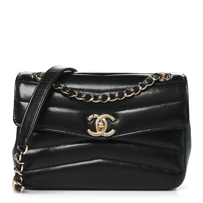 Chanel Shiny Lambskin Quilted Small Chevron Miroir Black 1 of 12