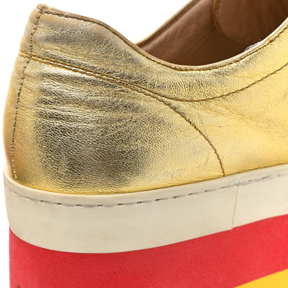 Gucci Metallic Nappa Peggy Platform Sneakers 38.5 Oro Vecchio 11 of 13
