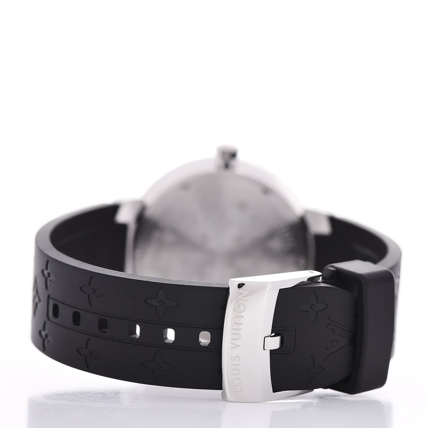 Stainless Steel Rubber Diamond 33mm Tambour Slim Quartz Watch