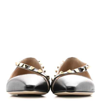 Valentino Garavani Calfskin Nappa Rockstud D'Orsay Strap Flats 37 Black Poudre 3 of 10