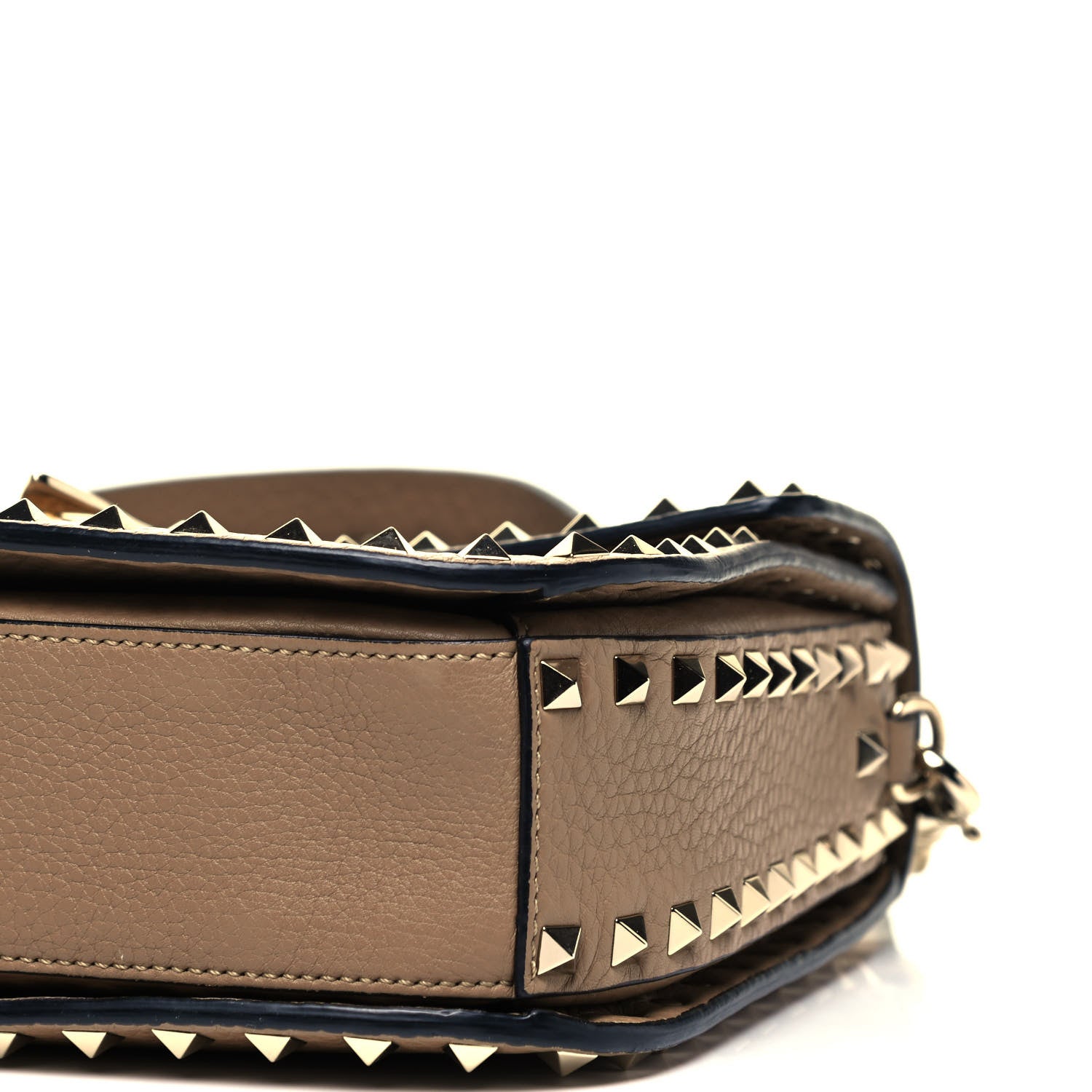 Valentino Garavani Pebbled Calfskin Medium Rockstud Flap Saddle Bag Nocciola 7 of 8