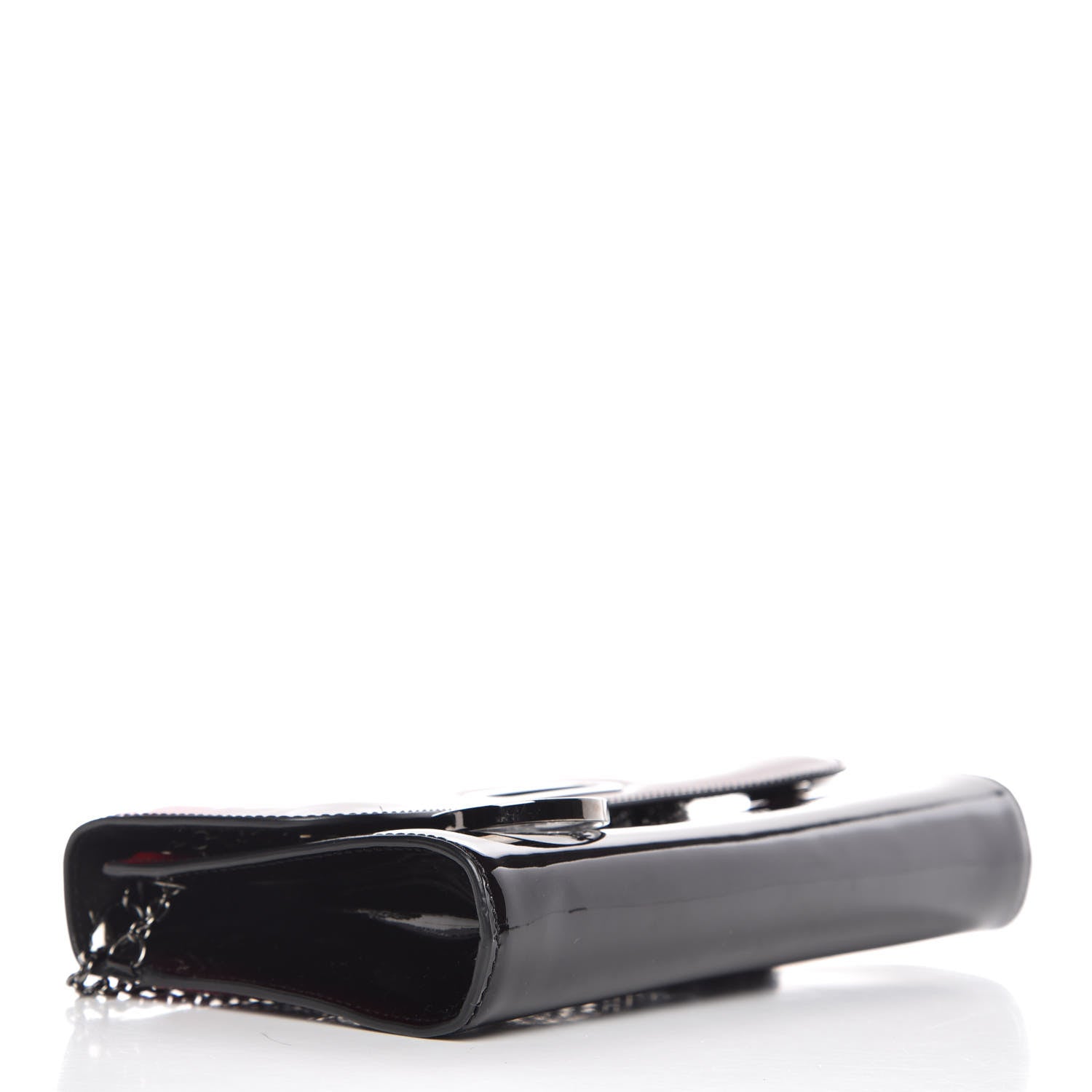 Christian Louboutin Patent Riviera Clutch Black Red 4 of 9