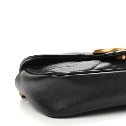Gucci Calfskin Matelasse Super Mini GG Marmont Shoulder Bag Black 9 of 10