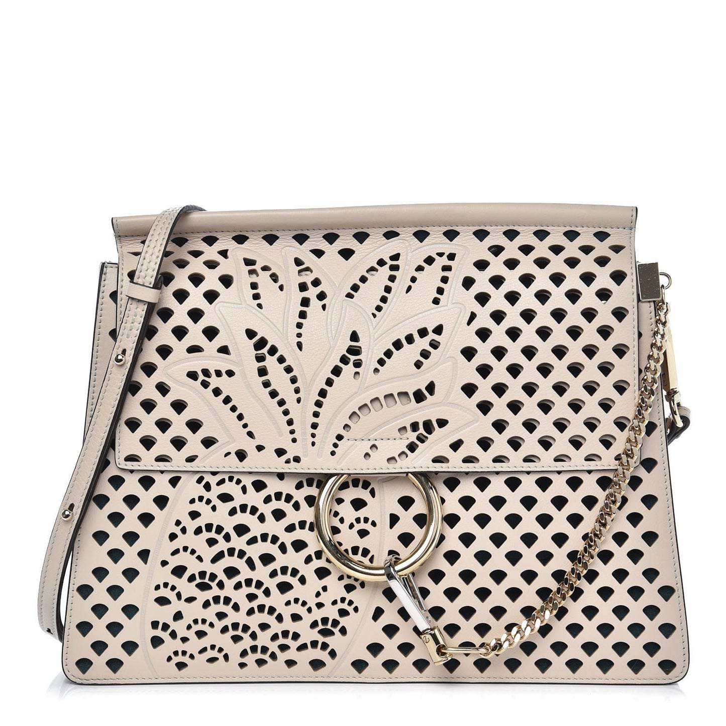 Calfskin Pineapple Perforated Medium Faye Shoulder Bag Abstract White