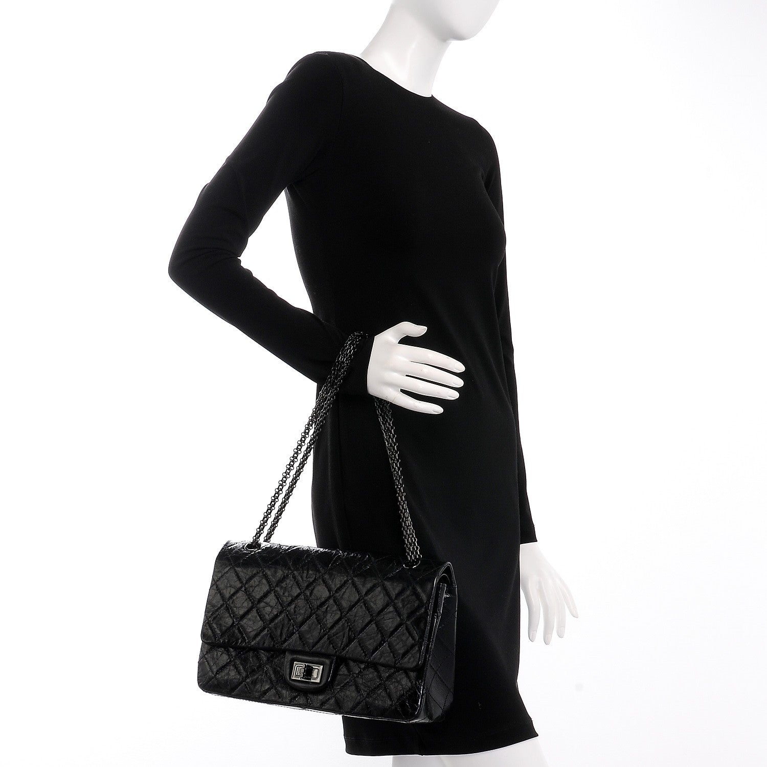 Chanel Shiny Aged Calfskin Quilted 2.55 Reissue 227 Flap So Black 3 of 8