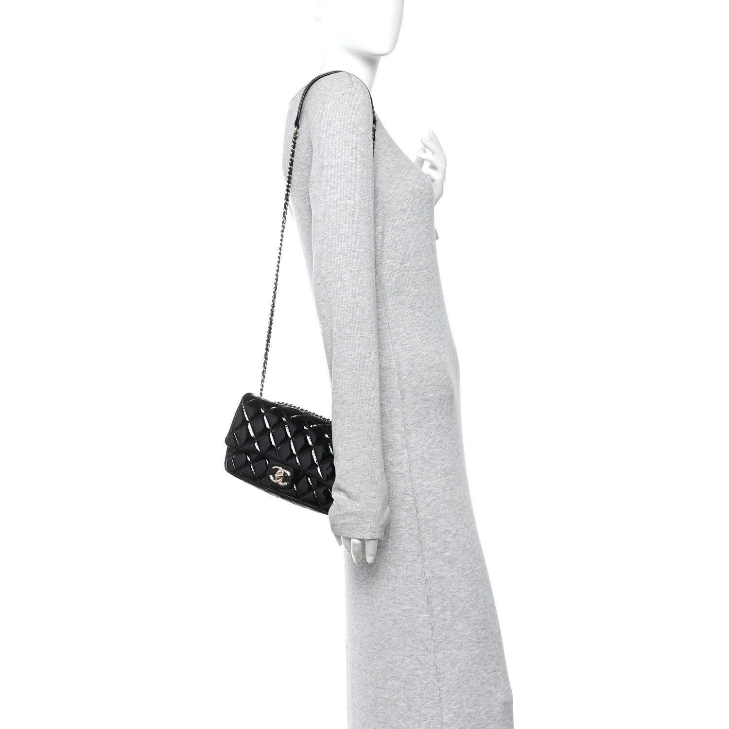 Chanel Patent Goatskin Quilted Small CC Eyelet Flap Black 2 of 13