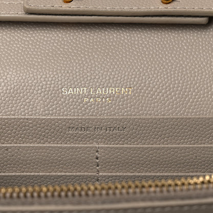 Saint Laurent Grain De Poudre Matelasse Chevron Monogram Chain Wallet Dark Beige 6 of 17