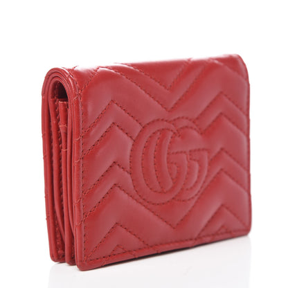Gucci Calfskin Matelasse GG Marmont Card Case Hibiscus Red 3 of 10