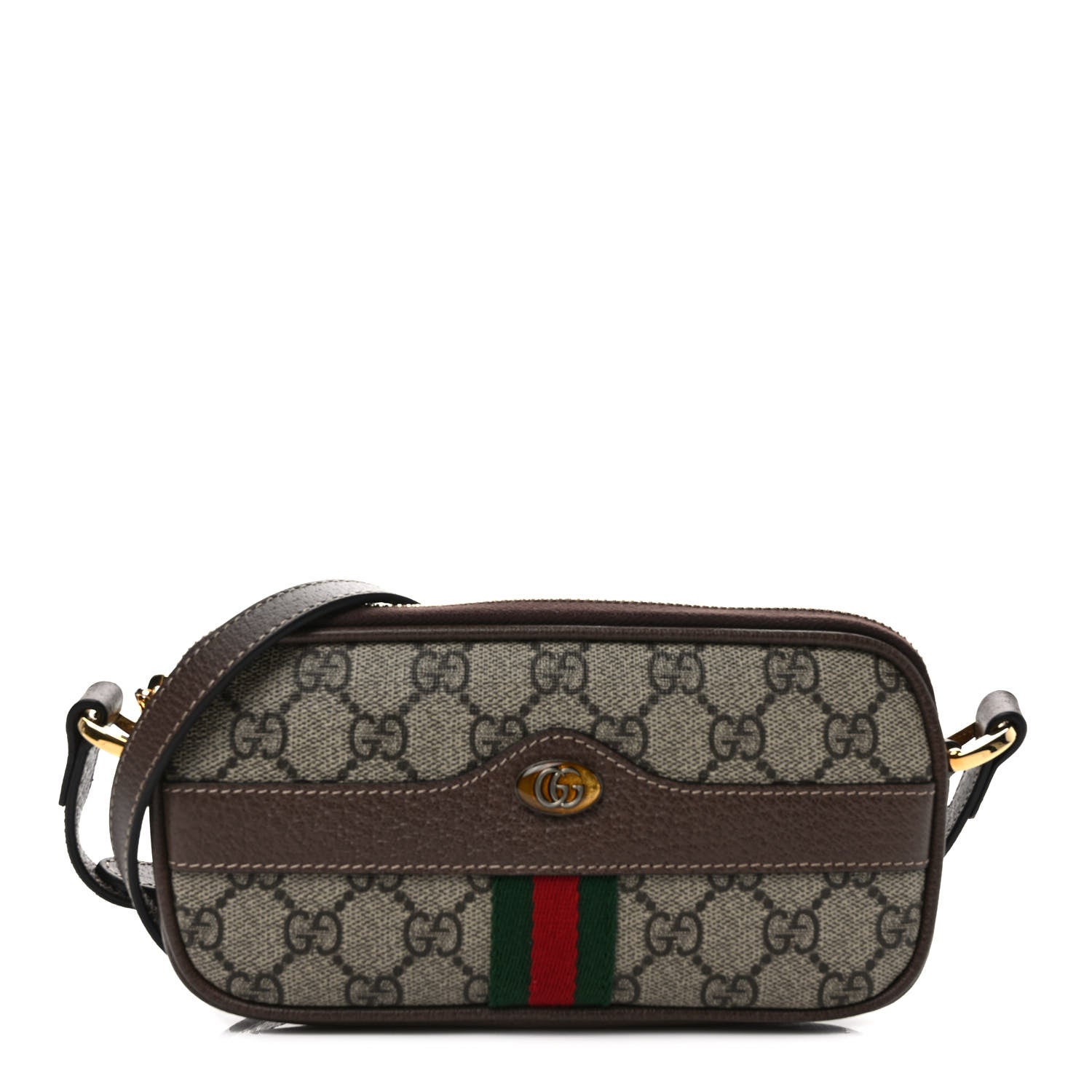 Gucci GG Supreme Monogram Web Mini Ophidia GG Bag Brown 1 of 9