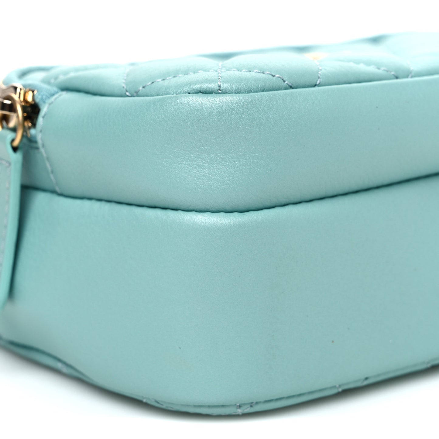 Calfskin Quilted Day Trips Camera Case Turquoise