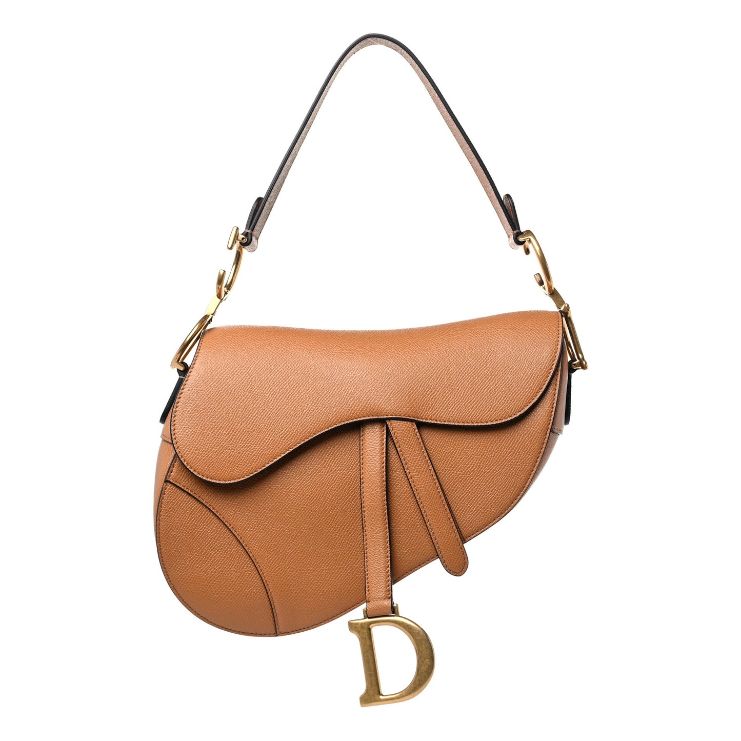 Grained Calfskin Saddle Bag Camello
