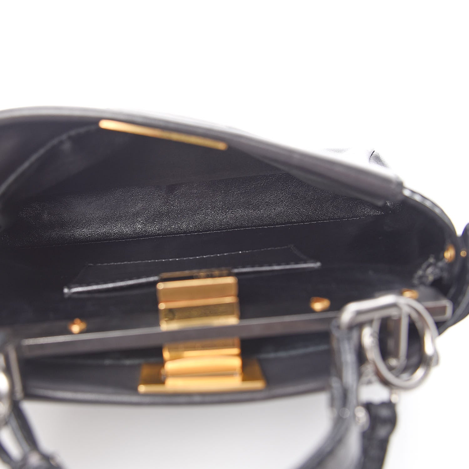 Fendi Vitello Saddle Mini Peekaboo Iconic Satchel Black 6 of 12