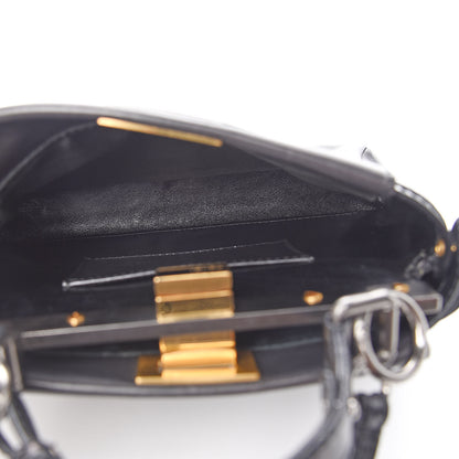 Fendi Vitello Saddle Mini Peekaboo Iconic Satchel Black 6 of 12