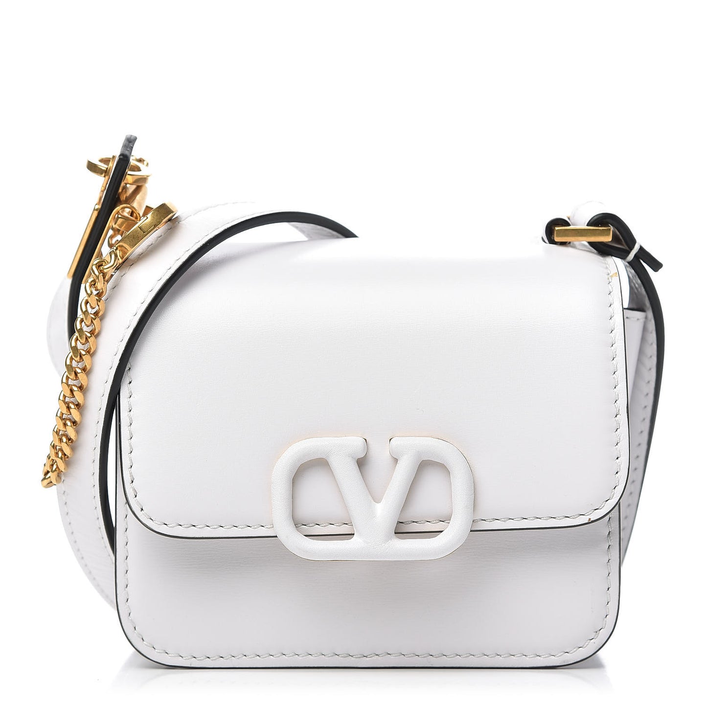 Smooth Calfskin Micro VSling Shoulder Bag White