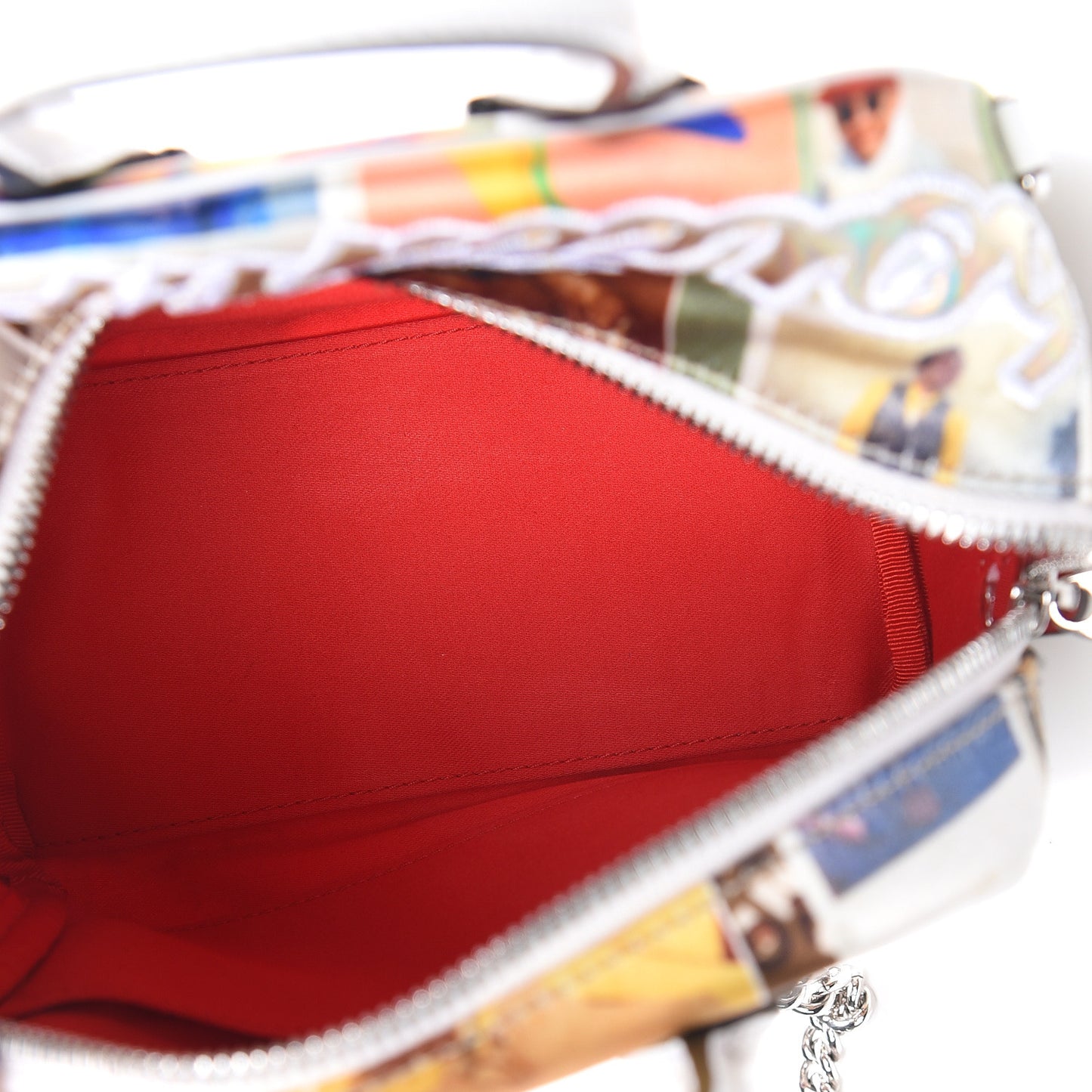 Crepe Satin Calfskin Nano Collage Marie Jane Top Handle Snow Platine