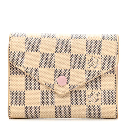 Louis Vuitton Damier Azur Victorine Wallet Rose Ballerine 1 of 8