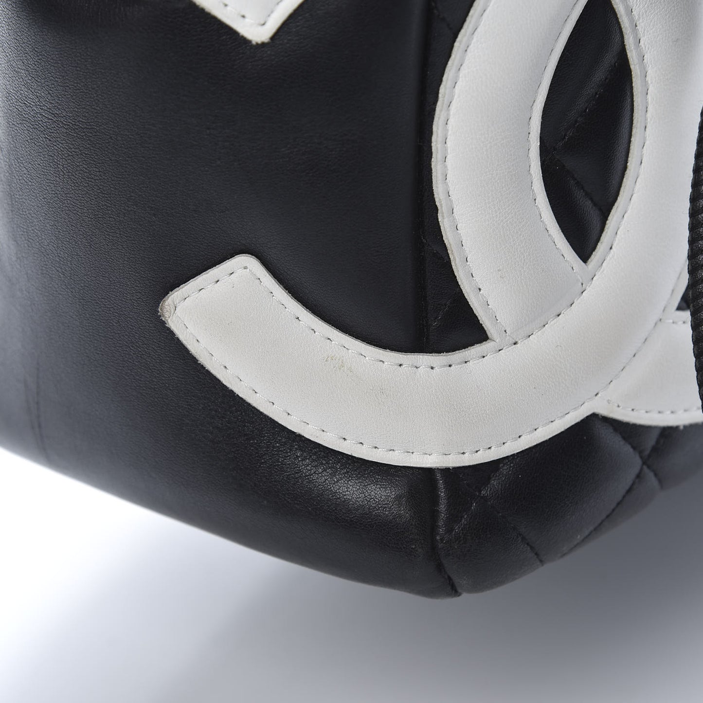 Calfskin Quilted Large Cambon Flap Black White