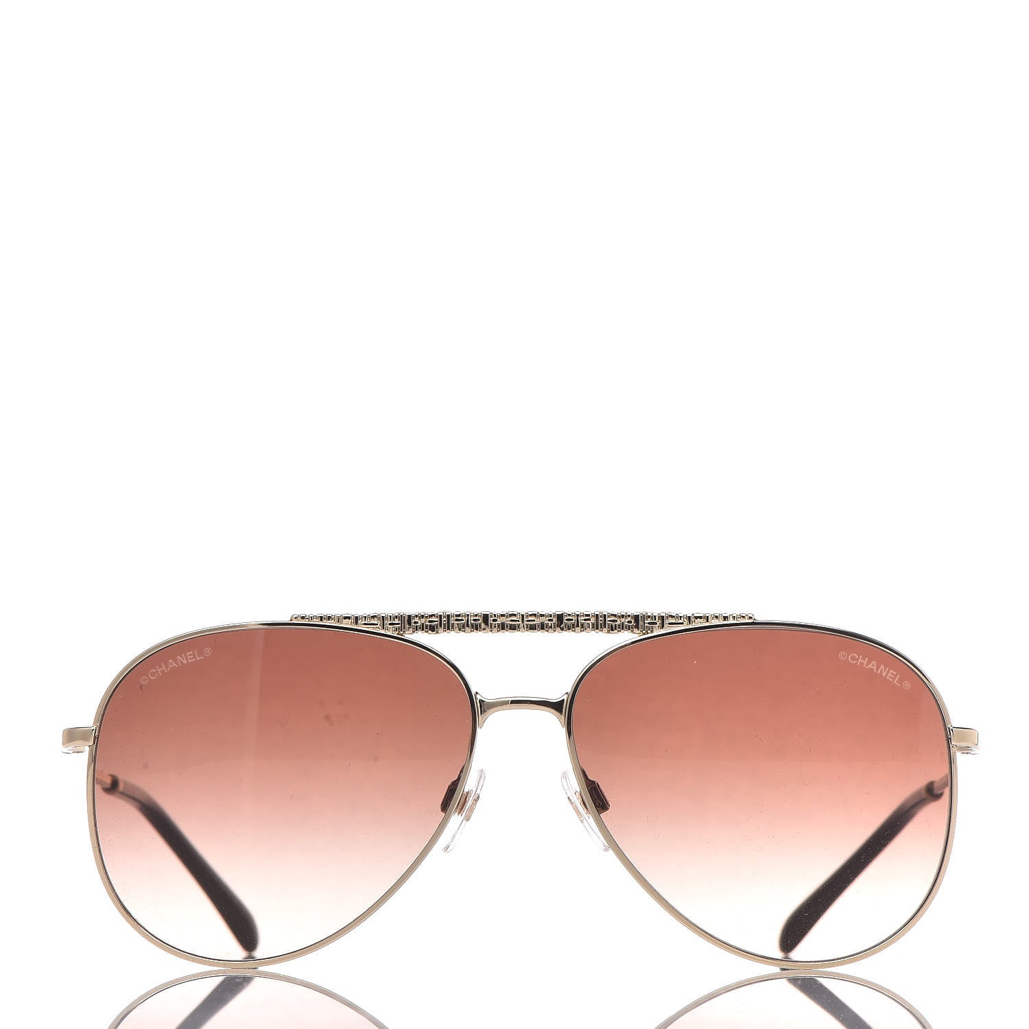 Chanel Aviator Metallic Pilot Sunglasses 4231 Gold 2 of 8