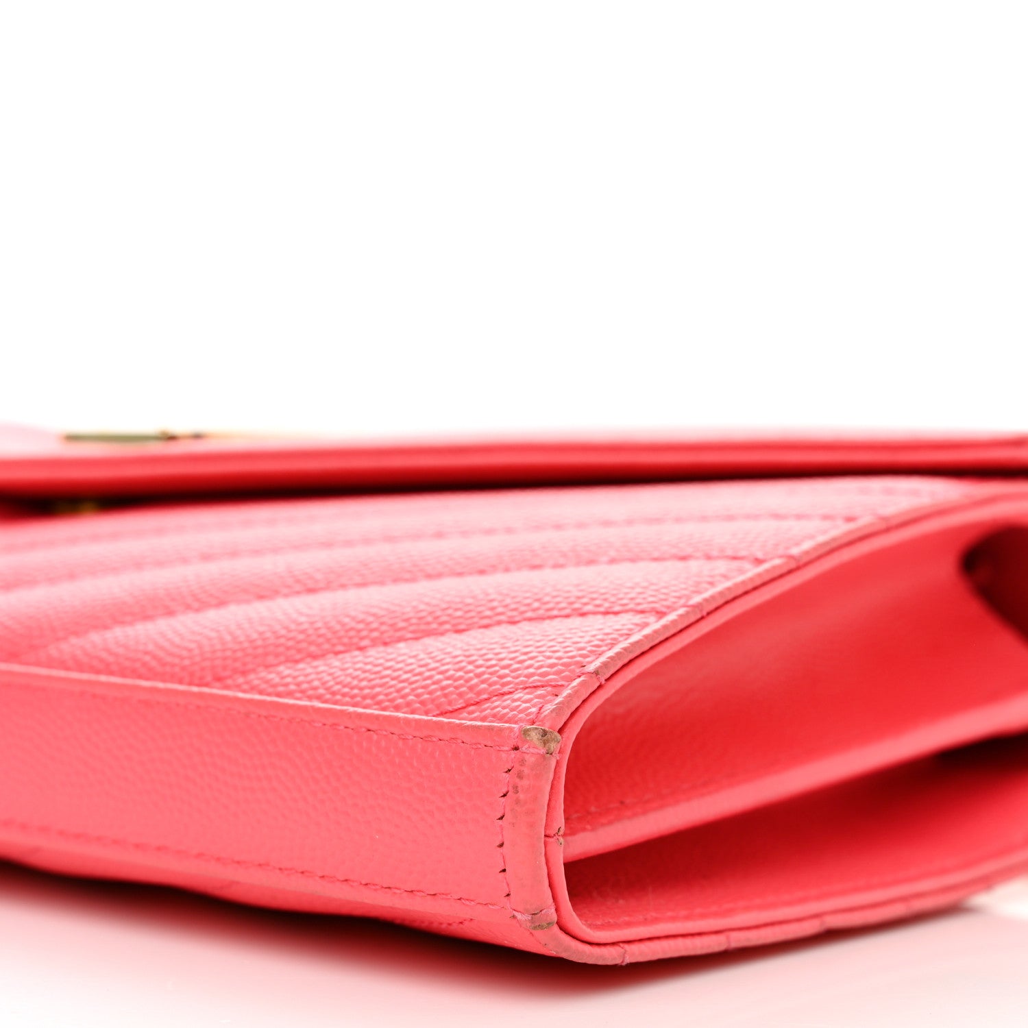 Saint Laurent Grain De Poudre Matelasse Chevron Monogram Chain Wallet Rose Clair 11 of 14