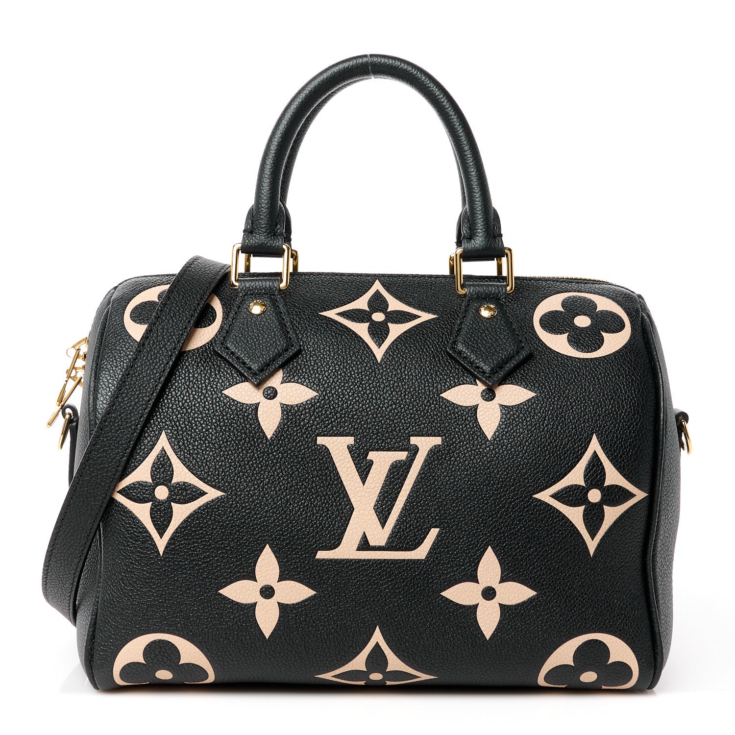 Louis Vuitton Empreinte Monogram Giant Speedy Bandouliere 25 Black Beige 1 of 13